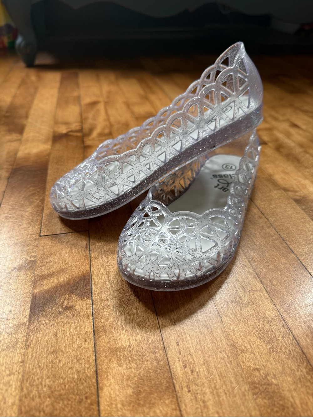 art class Clear Glitter Jelly Flats - Silver Sparkle